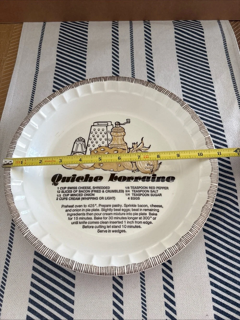 Vintage Royal China Jeanette Corp Ceramic Quiche Lorraine Pie Plate 11